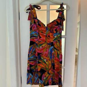 Farm Rio Linen Blend Rainbow Bananas Minidress - size XS